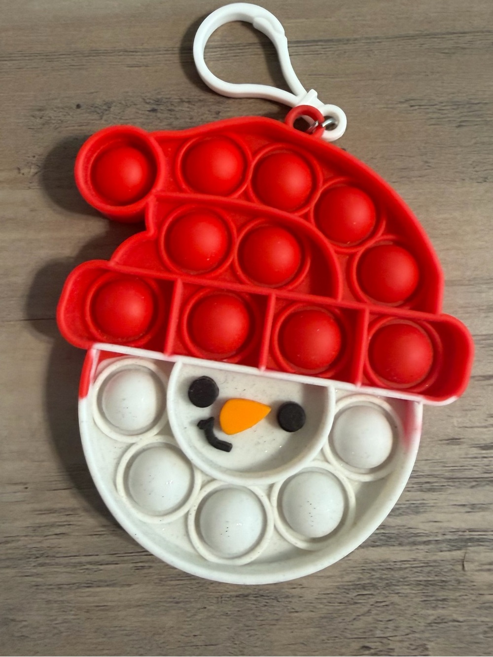 Snowman Poppit Sensory Fidget Toy Keychain - Red & White